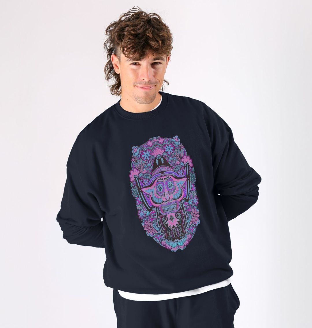 Mushroom Man Unisex Organic Cotton Oversized Sweater Neon Pop