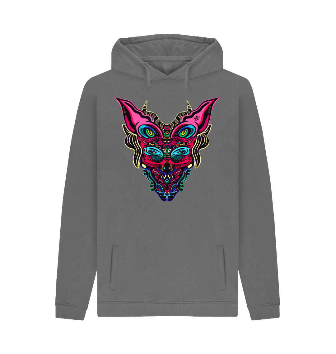 Slate Grey Cyberpunk Dog Boy Organic Cotton Unisex Hoodie Pink