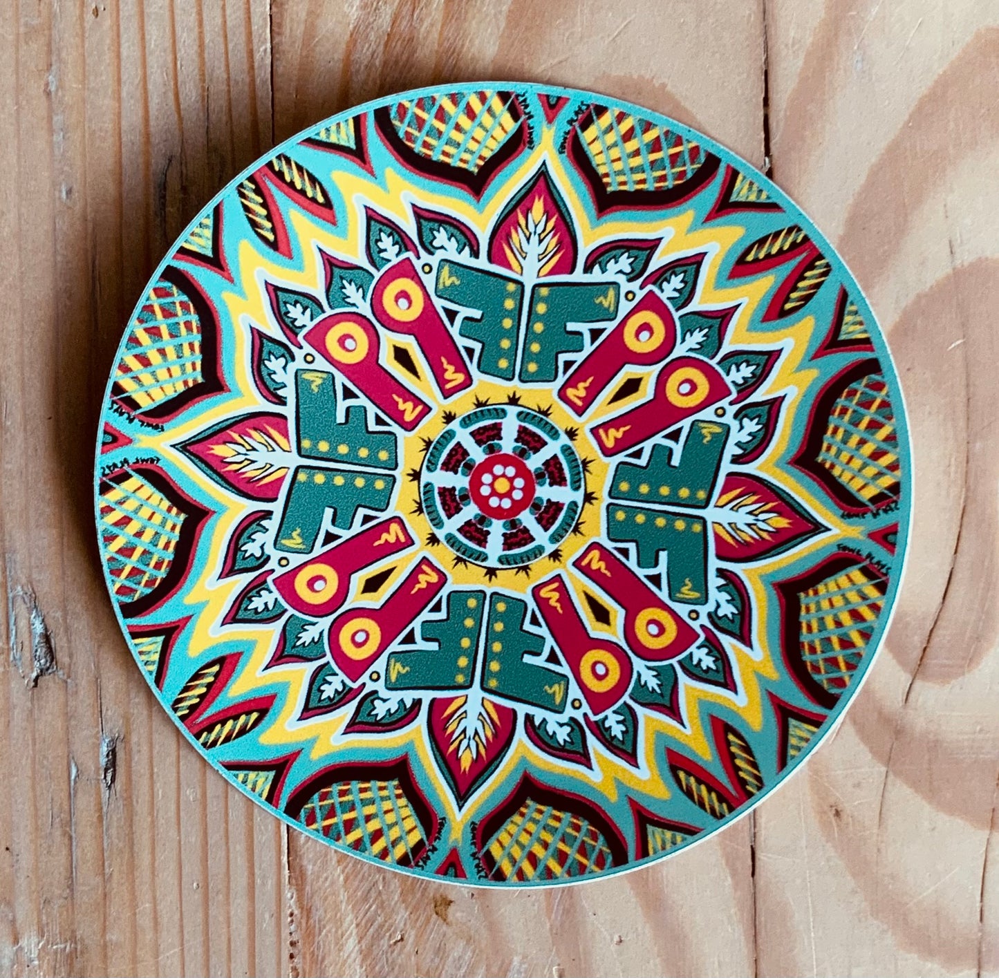 Green Jungle Mandala Kaleidoscope Sticker