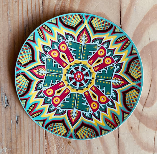 Green Jungle Mandala Kaleidoscope Sticker