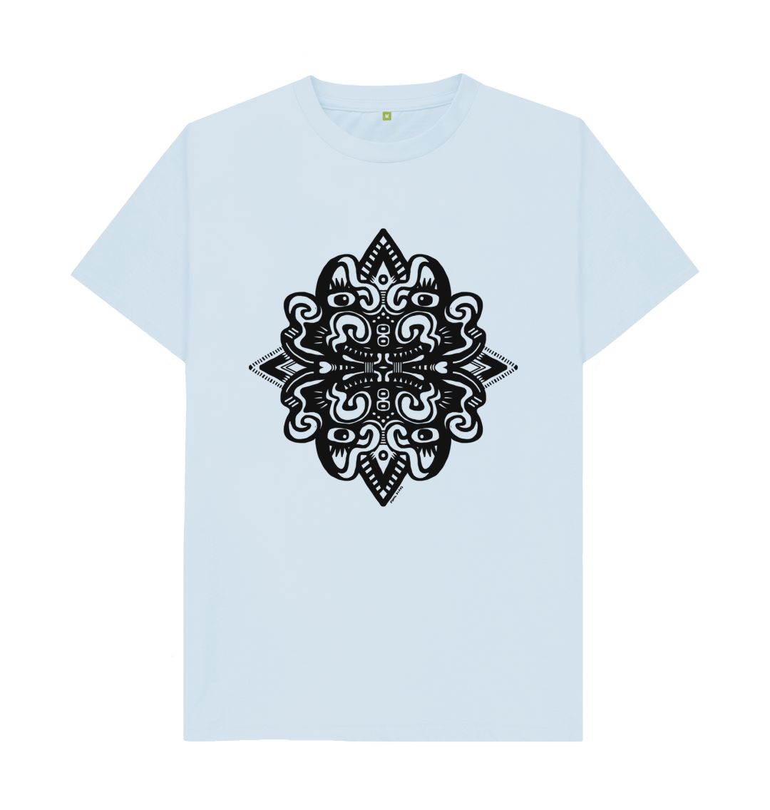 Organic Cotton Sky Blue T-shirt featuring Catnip by Fowl Plays - Sustainable Fashion and Art At Fowl Plays