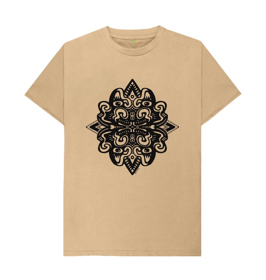 Organic Cotton Sand T-shirt featuring Catnip by Fowl Plays - Sustainable Fashion and Art At Fowl Plays