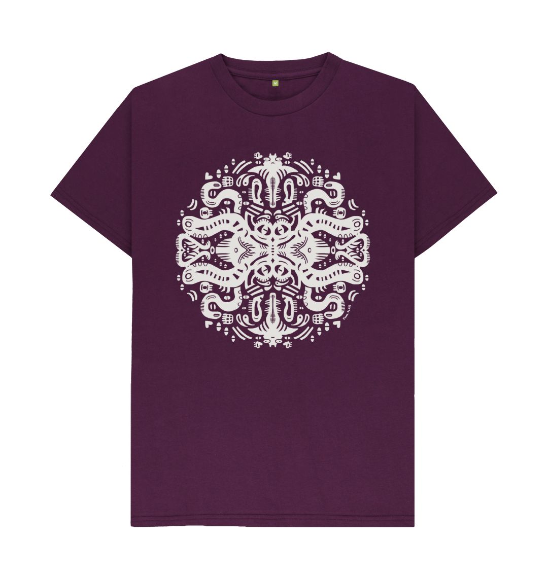 Organic Cotton Purple T-shirt featuring Squid Games White by Fowl Plays - Sustainable Fashion and Art At Fowl Plays