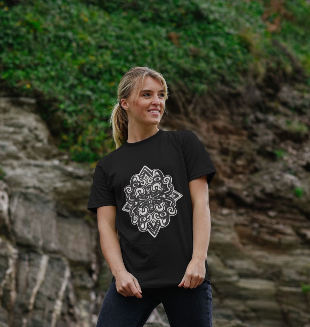 Organic Cotton Black T-shirt featuring Catnip by Fowl Plays - Sustainable Fashion and Art At Fowl Plays