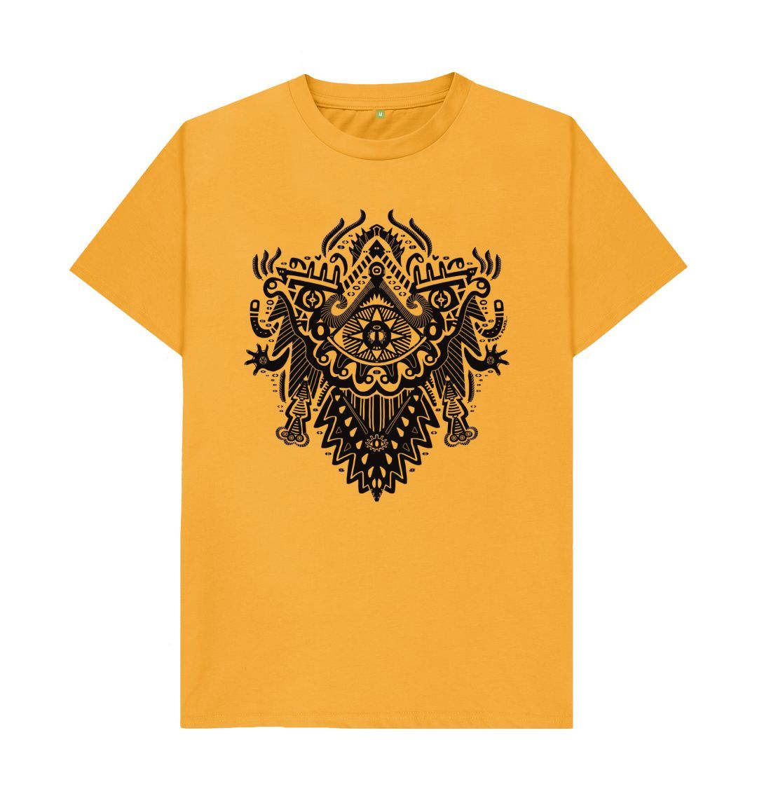 Organic Cotton Mustard T-shirt featuring Witch Doctor by Fowl Plays - Sustainable Fashion and Art At Fowl Plays