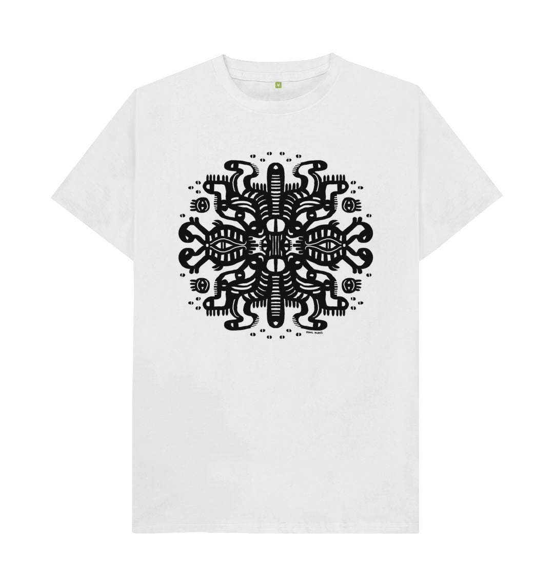 Organic Cotton White T-shirt featuring Squid Mates by Fowl Plays - Sustainable Fashion and Art At Fowl Plays