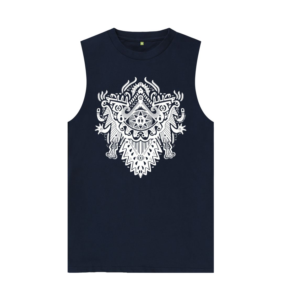 Navy Blue Witch Doctor Organic Cotton Mens Vest