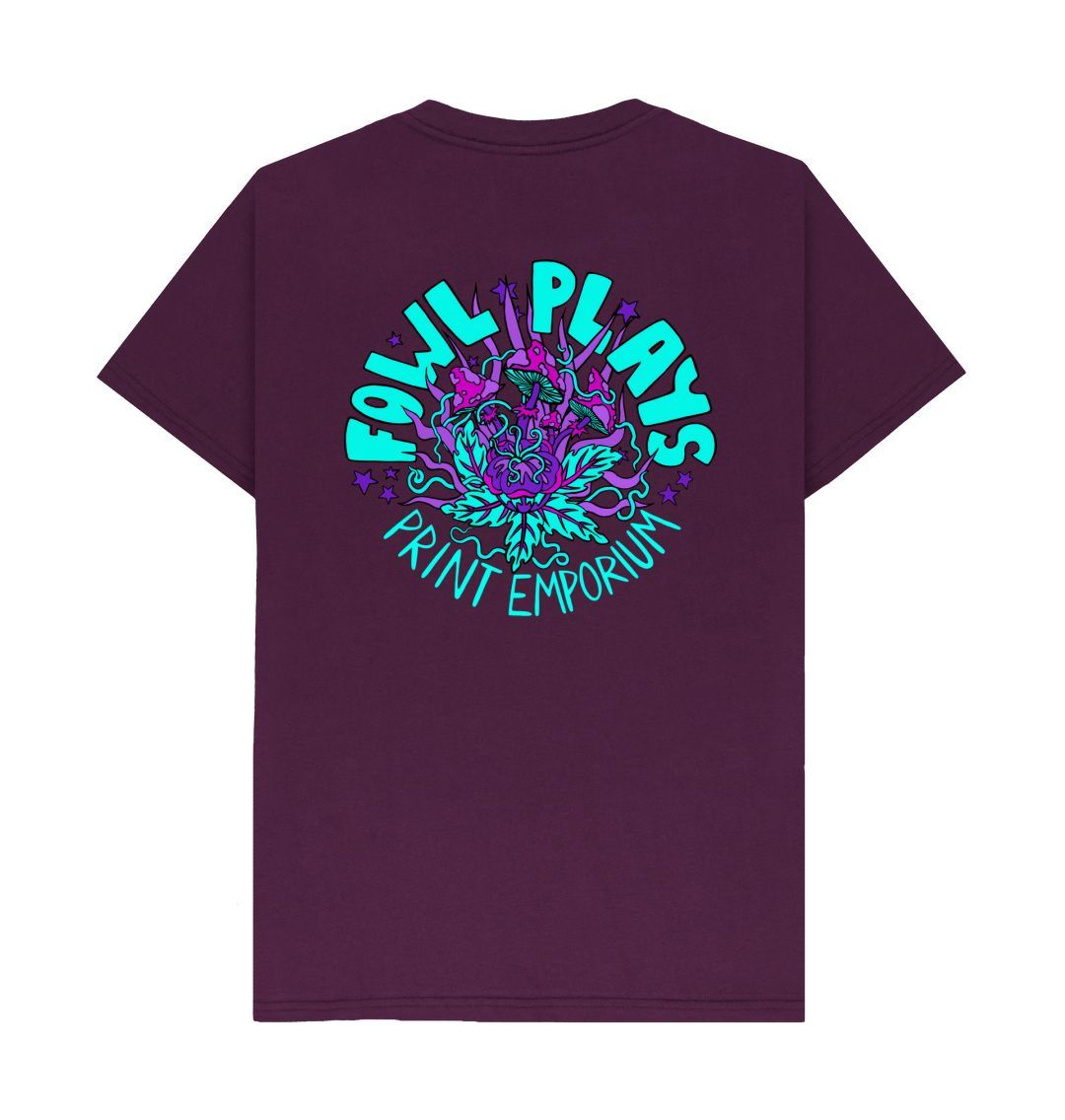 Purple Fowl Plays Print Emporium Mushroom Delight Blue Front & Back Print