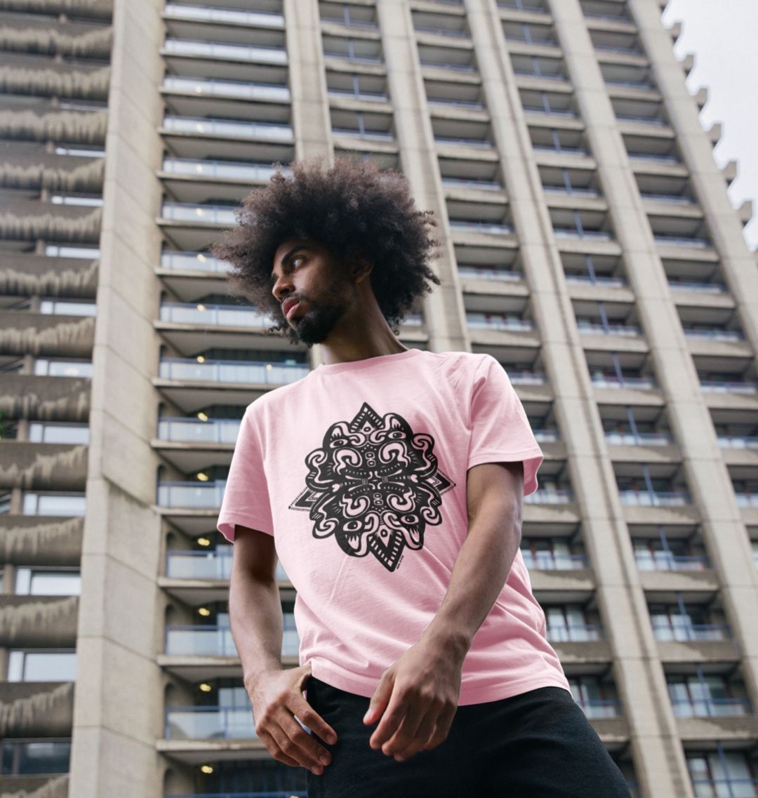 Organic Cotton Pink T-shirt featuring Catnip by Fowl Plays - Sustainable Fashion and Art At Fowl Plays