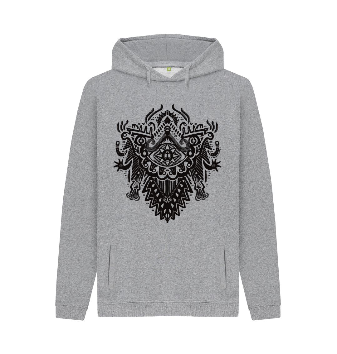 Organic Cotton Light Heather Hoodie featuring Witch Doctor by Fowl Plays - Sustainable Fashion and Art At Fowl Plays.