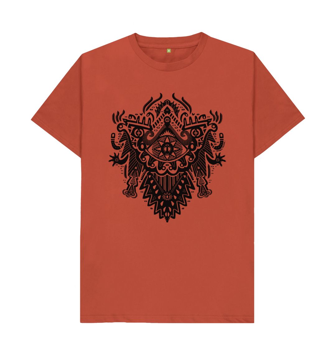 Organic Cotton Rust T-shirt featuring Witch Doctor by Fowl Plays - Sustainable Fashion and Art At Fowl Plays