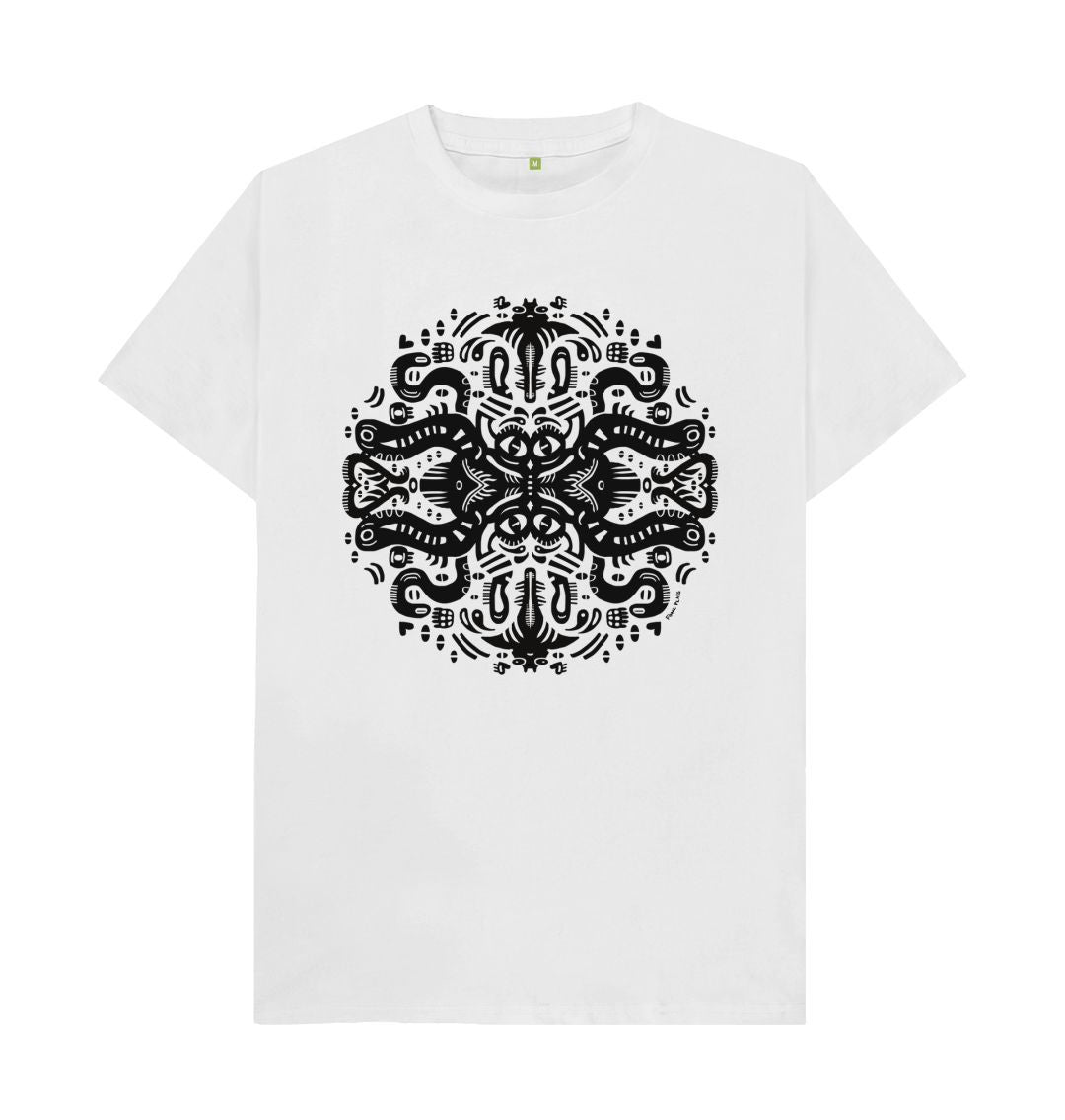 Organic Cotton White T-shirt featuring Squid Games by Fowl Plays - Sustainable Fashion and Art At Fowl Plays