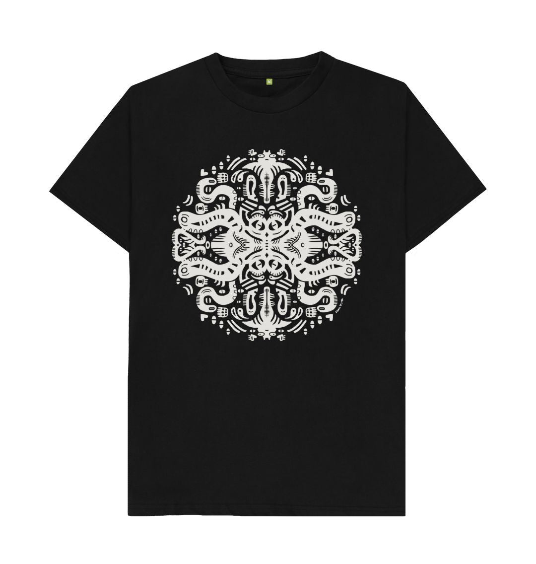 Organic Cotton Black T-shirt featuring Squid Games White by Fowl Plays - Sustainable Fashion and Art At Fowl Plays