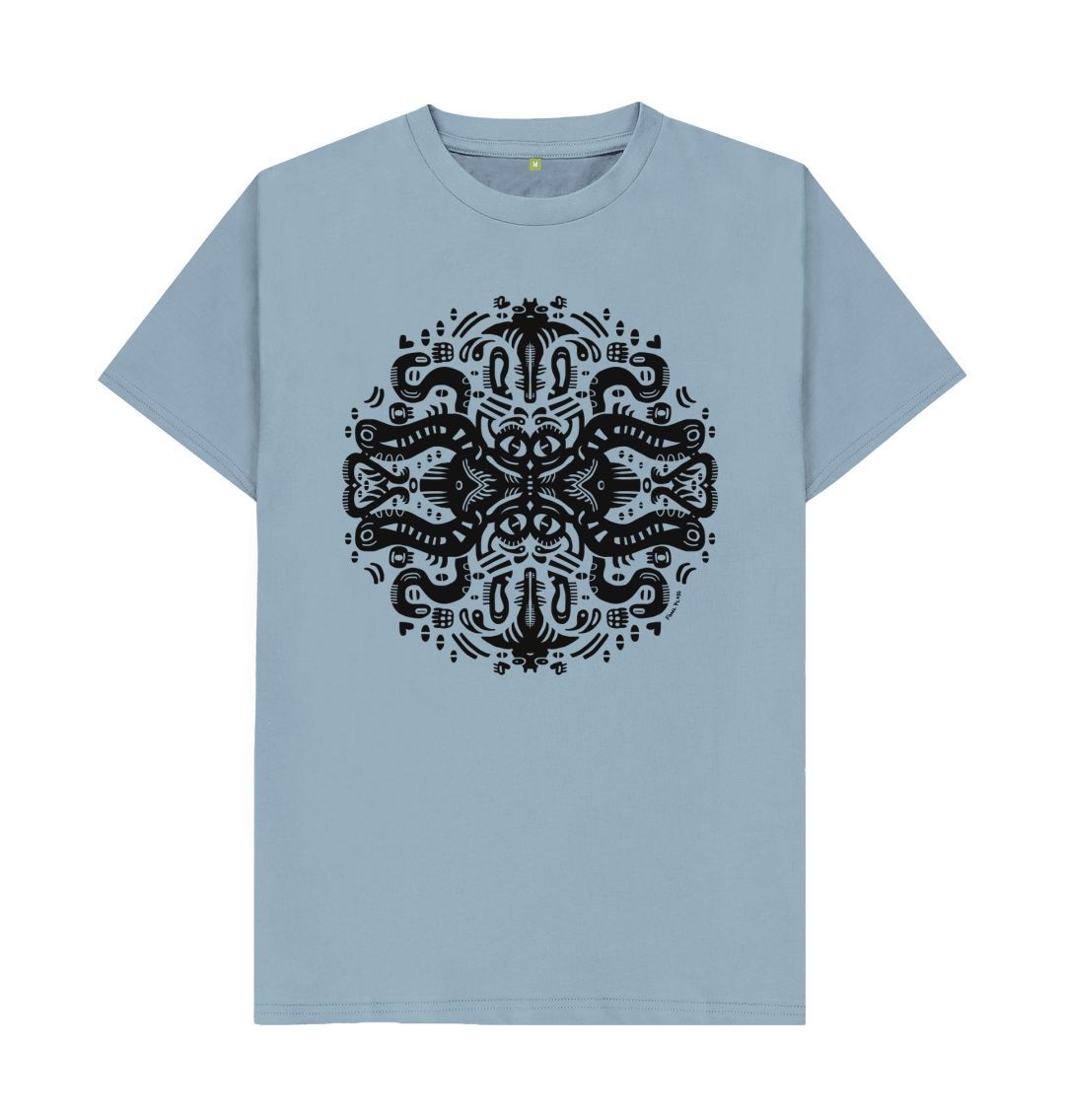 Organic Cotton Sky Blue T-shirt featuring Squid Games by Fowl Plays - Sustainable Fashion and Art At Fowl Plays