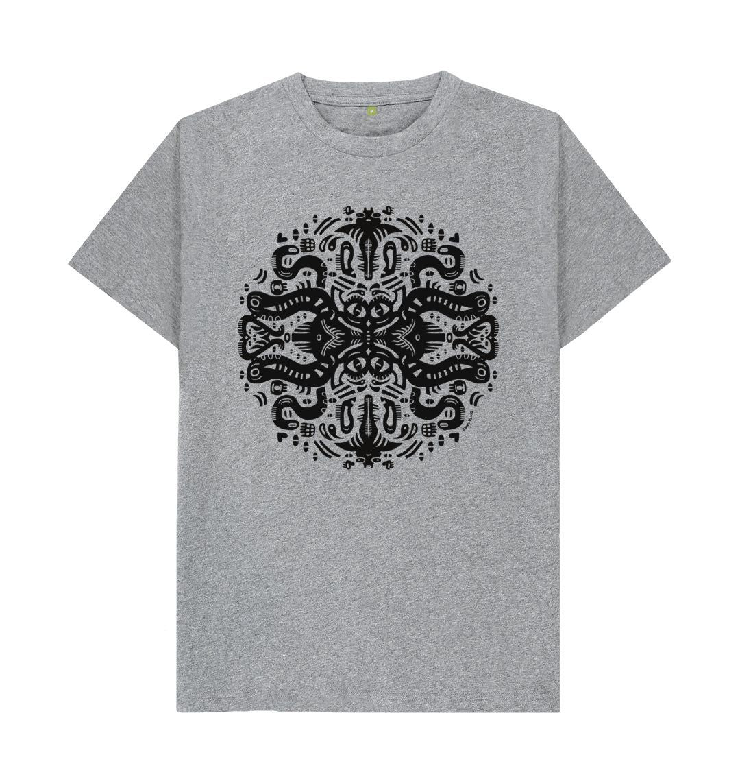 Organic Cotton Athletic Grey T-shirt featuring Squid Games by Fowl Plays - Sustainable Fashion and Art At Fowl Plays