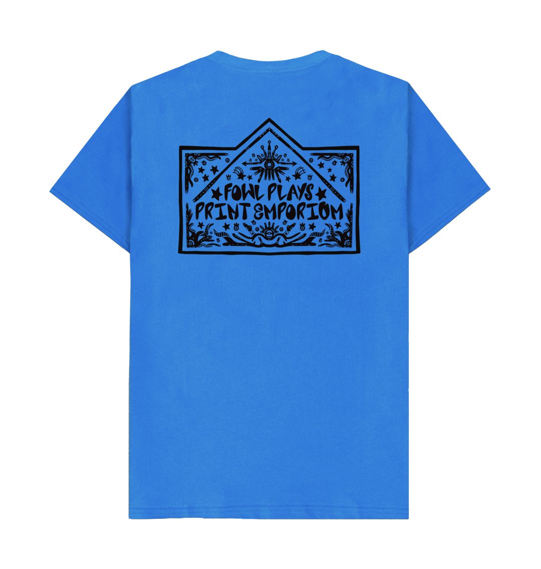 Bright Blue Fowl Plays Print Emporium Front & Back Unisex T-shirt